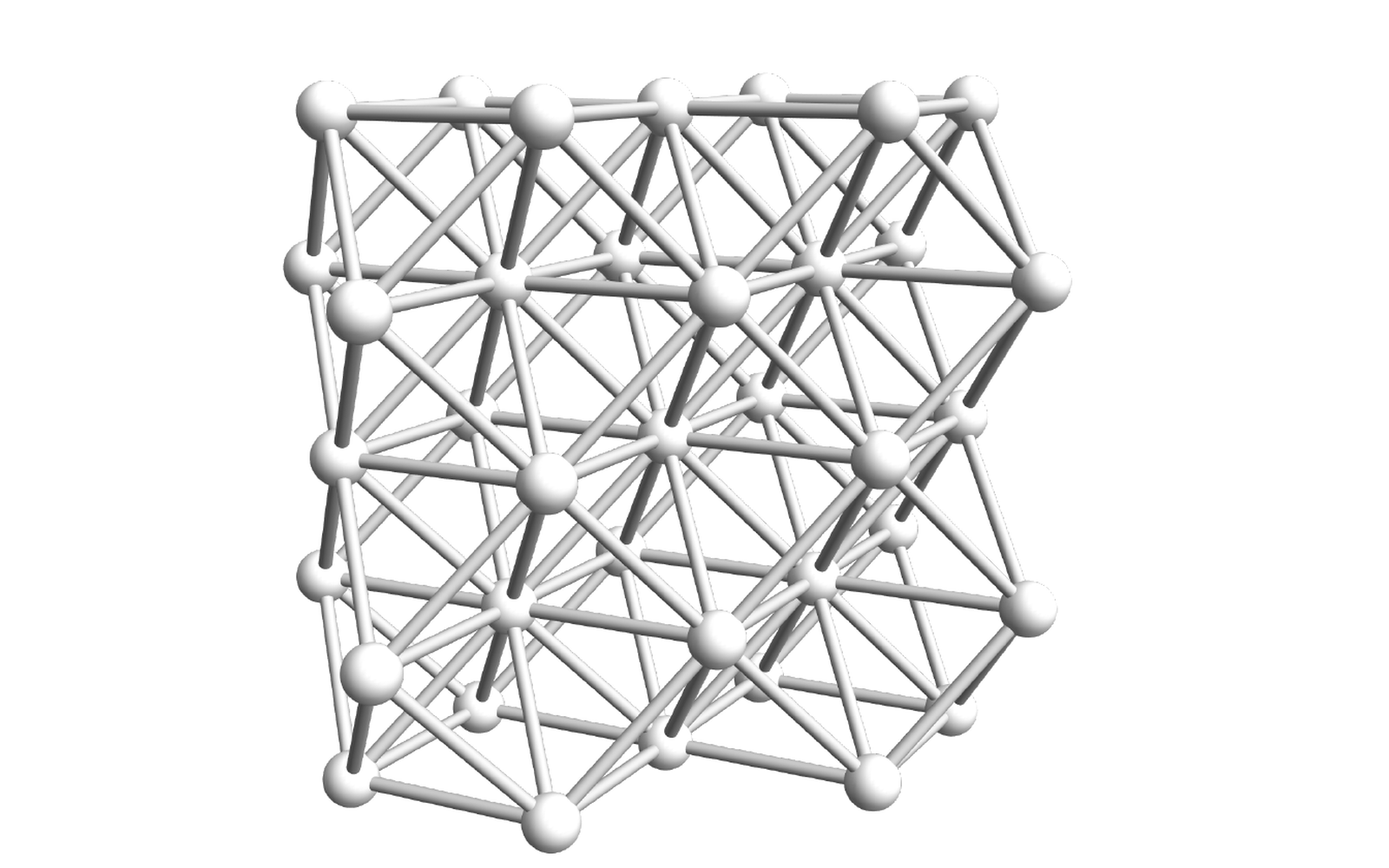 Published rendering of the three-dimensional face-centered cubic lattice.