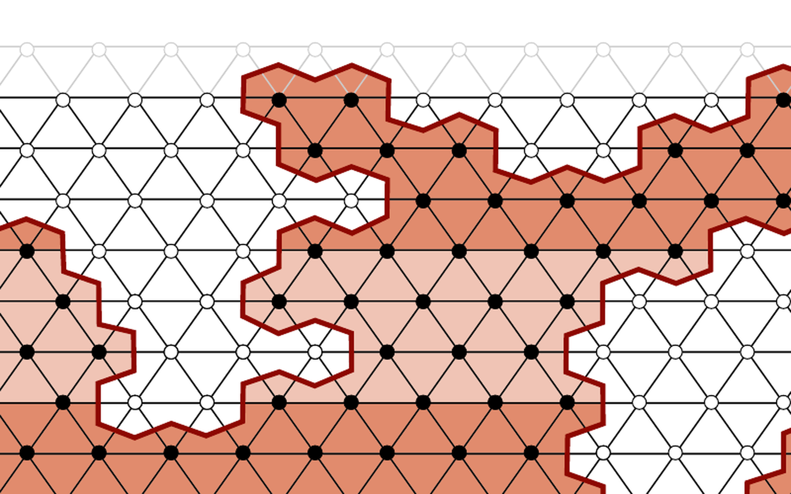 Triangular-lattice domain with an occupied particle configuration.